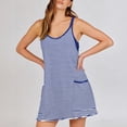 thumbnail image 5 of Women's Summer Striped Athletic Dress with Built-in Shorts Front Pockets (Blue,S), 5 of 8
