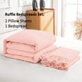 thumbnail image 4 of Bedding Bedspread Set Bed King - 3 Pieces Farmhouse Bedspread Skirt Coverlet Bed Spreads Quilt Chic Vintage Bedding Ruffle Bedspread Rustic with 2 Pillow Shams for Bedroom Home Dorm (Pink, King), 4 of 7