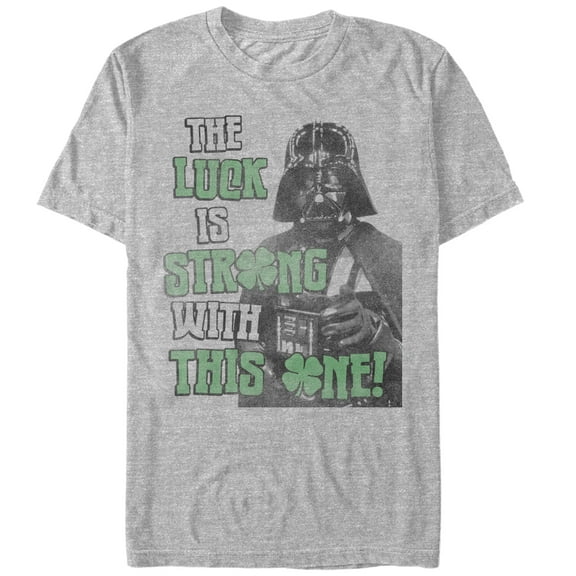 Men's Star Wars St. Patrick's Day Darth Vader Luck Strong Graphic Tee Athletic Heather Medium