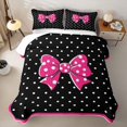 thumbnail image 2 of Erosebridal Princess Bowknot Girls Twin Quilt Set, Black Pink Cartoon Twin Coverlet Set, 2-Piece, 2 of 7