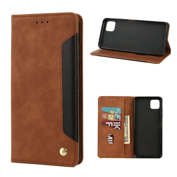 Allytech Samsung Galaxy A22 5G Case [NOT for A22 4G], Slim Fit PU Leather Folio Stand Shockproof Anti-scratch Cards Holder Protective Wallet TPU Case Cover for Samsung Galaxy A22 5G Phone, Brown