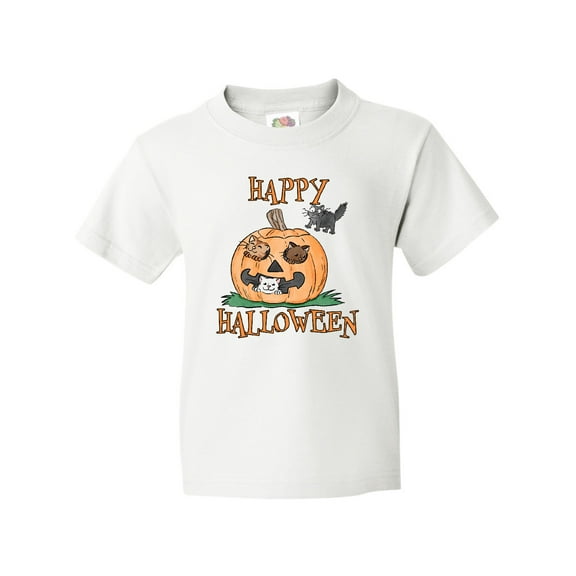 Inktastic Happy Halloween Kittens in a Pumpkin Youth T-Shirt