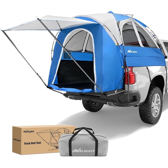 Nilight Truck Bed Tent 5.0-5.5FT Pickup Truck Tents with Removable Awning Waterproof PU2000mm Double Layer Rainfly Storage Bag 2-Person Sleeping Tailgate Bed Tents for Camping Travel Outdoor