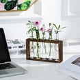 thumbnail image 3 of Tabletop Hanging Glass Planter Propagation Station Modern 5 Test Tube Flower Bud Vase in Wood Stand Rack Tabletop Terrarium for Hydroponic Plants Cuttings Office Home Decoration, Gift for Plant Lover, 3 of 6