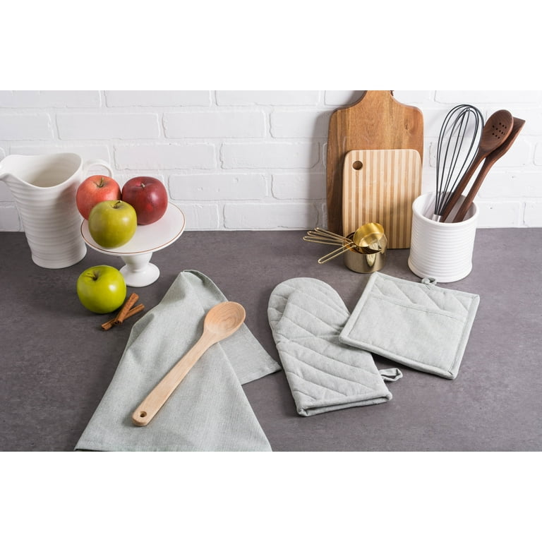 DII Natural Solid Chambray Oven Mitt (Set of 2), 13x6, 100% Cotton 