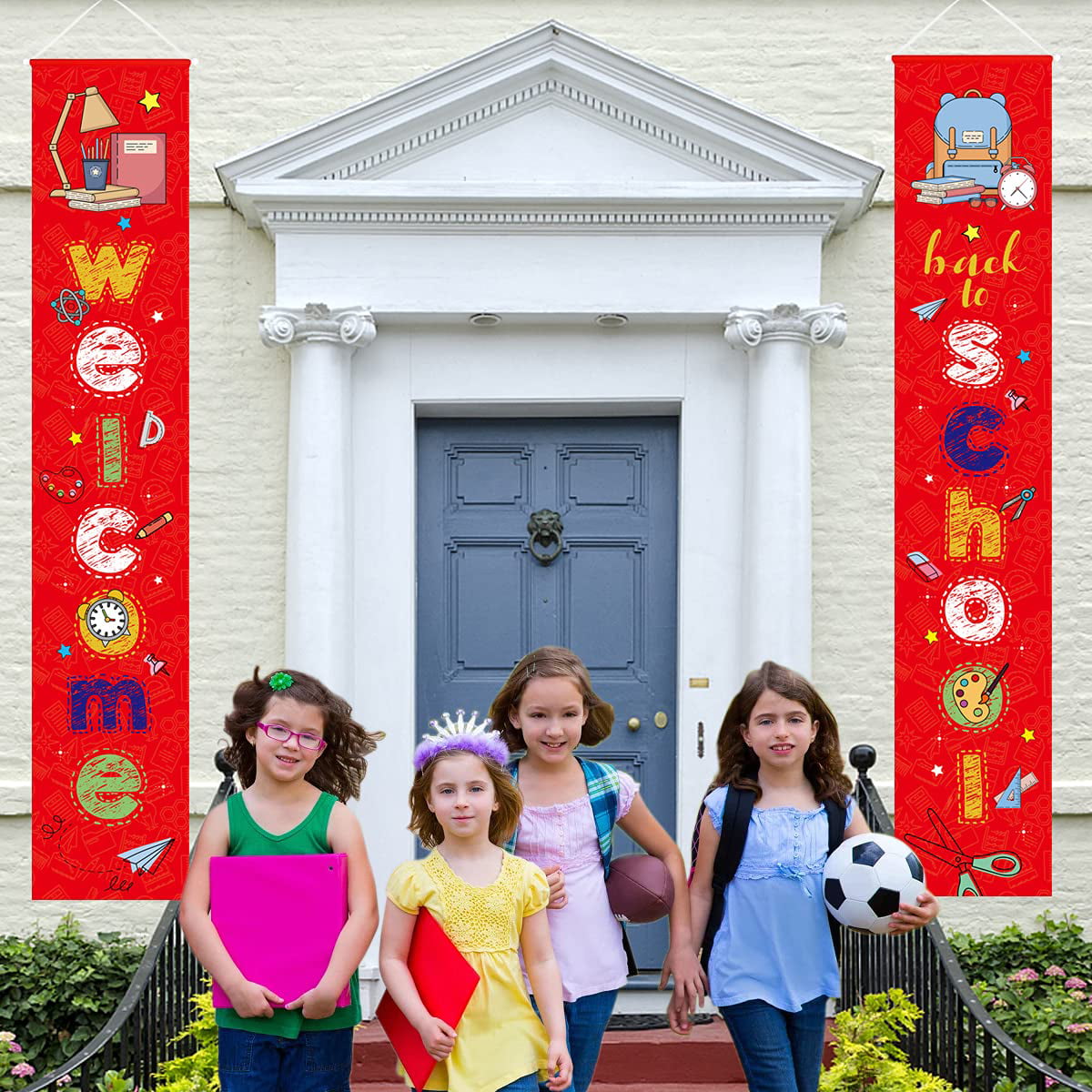 Welcome Back to School Banner for First Day of School Porch Sign Back to School Hanging Banner Party Decorations Supplies for School Classroom Photo Props Décor 