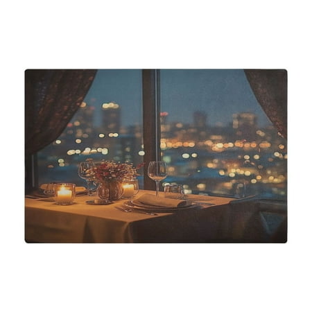 

PU Leather Kitchen Drying Mat with Silica Gel Core Coffee Bar Pad Dual-Sided Absorbent Non-Slip for Kitchen Counter A Romantic Dinner