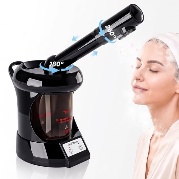 Facial Steamer, Nano lonic Face Steamer with Extendable Arm for Deep Cleaning and Hydration, 360°Rotating Nozzle Face Humidifier, Portable Ozone Steamer for Beauty, Spa andHome Use, White