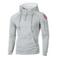 thumbnail image 2 of Momasggi Quarter Zip Tactical Hoodies for Men Fall Winter Warm Fleece Lined Pullover Tops Causal Long Sleeve Drawstring Hooded Sweatshirt with Pockets Gray M, 2 of 6