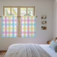 thumbnail image 3 of Easter Plaid Kitchen Curtains 45 Inch Length, Spring Buffalo Plaid Simple Colorful Tiers Curtains for Bathroom Bedroom Cafe, Light Filtering Small Window Treatment Short Drapes 2 Panels 42"Wx45"L, 3 of 8