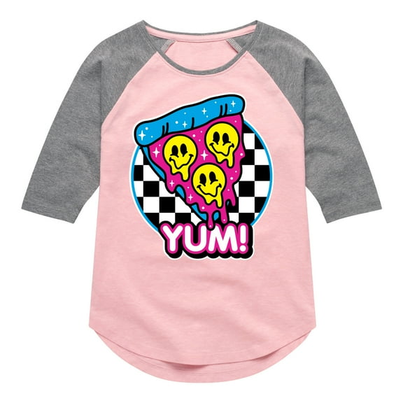 Instant Message - Y2K Pizza Slice - Toddler & Youth Girls Raglan Graphic T-Shirt