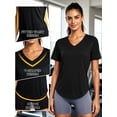thumbnail image 4 of NELEUS Womens Workout Shirts V-Neck Short Sleeve Tops UPF 50+ Sun Shirt Moisture Wicking Loose Fit Top for Athletic,Black,US Size XL, 4 of 10