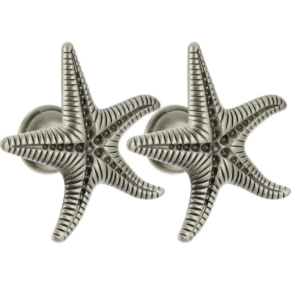 Hemoton 4 pcs  Star Drawer Knobs Pulls Home Metal Cabinet Knobs Nautical Beach Decor Dresser Knobs Pulls Handles Wall Mount Coat Hook Ancient tin