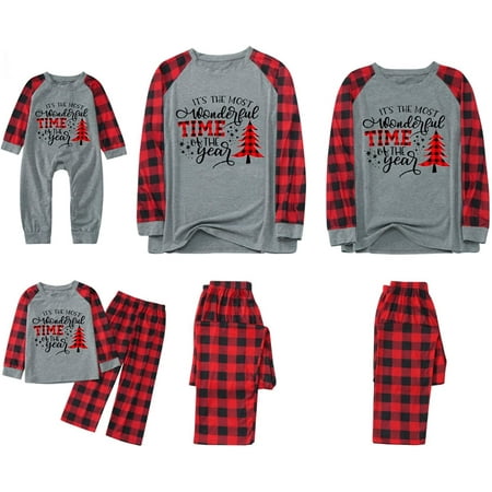 

Christmas Pajamas for Family Matching Christmas Family Pjs Sets Xmas Elk Reindeer Print Pjs Plaid Holiday Sleepwear