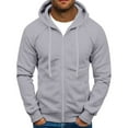 thumbnail image 2 of WTOBBY Men's Full Zip Up Plush Hooded Sweatshirt, Long Sleeve Pullover Jacket with Pockets, Tall Sizes Available for Casual and Outdoor Use,Gray M, 2 of 6