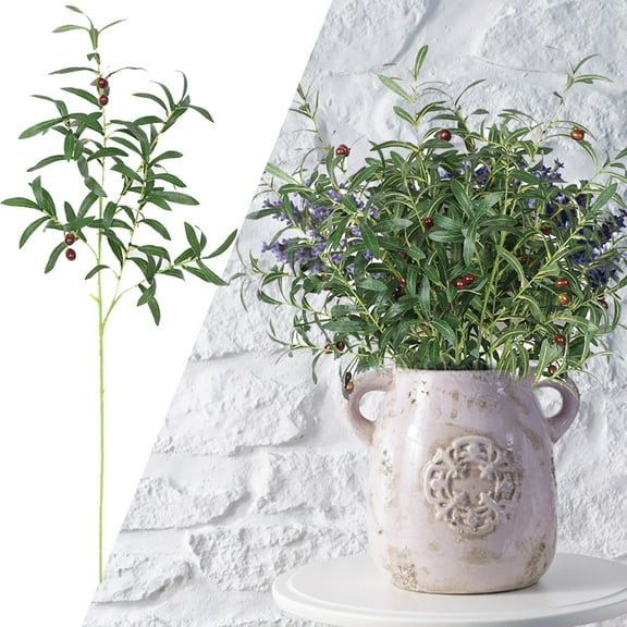 6 Branches Olive Long Stem Olive Tree Branches Artificial Olive Branches Fruits Silk Olive Leaves Decor For Home Garden