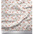 thumbnail image 1 of Soimoi White Silk Fabric Leaves & Buds Floral Decor Fabric Printed Yard 42 Inch Wide, 1 of 3