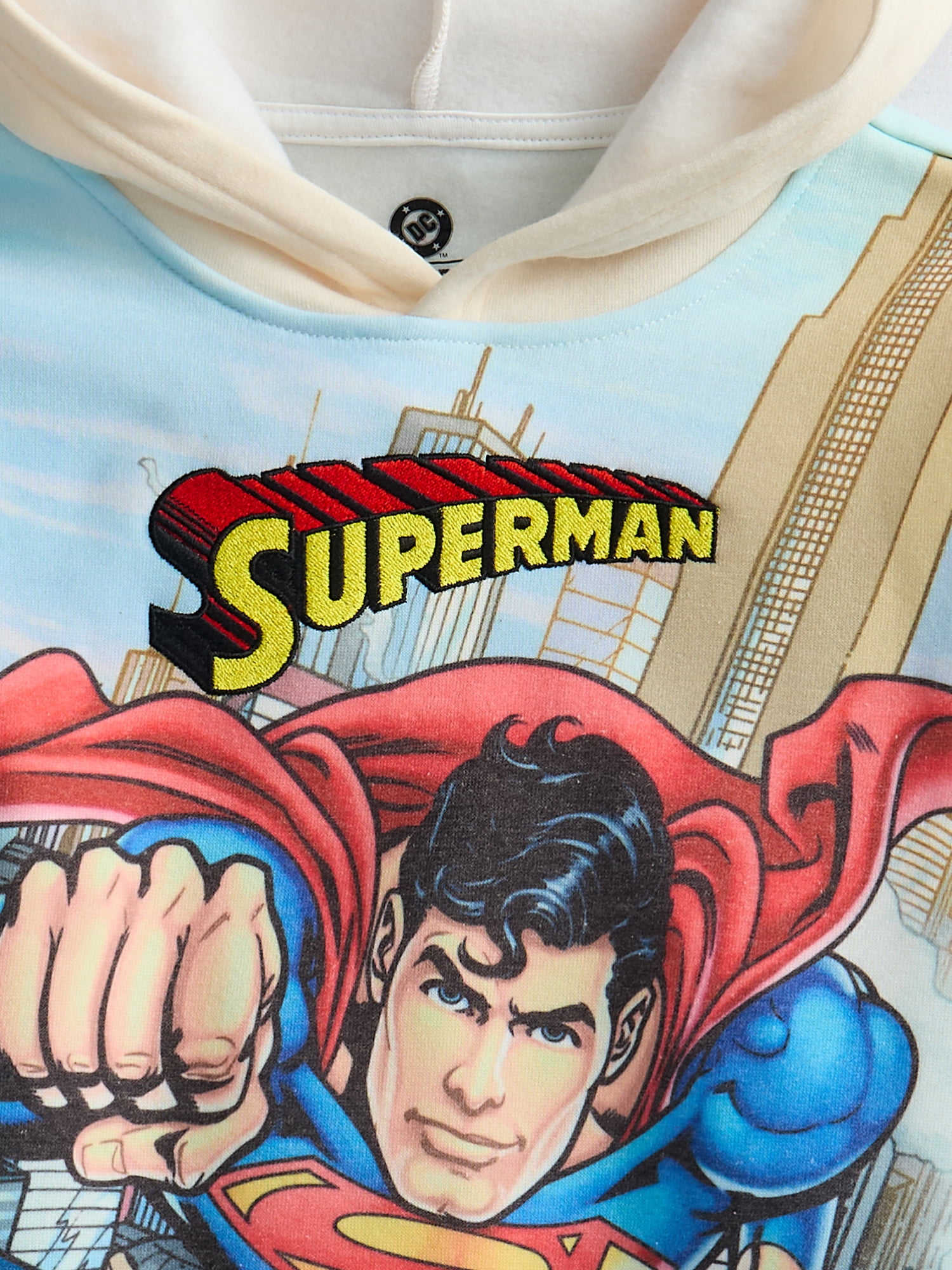 Superman Boys Sublimated Embroidered Logo Hoodie, Sizes XS 4/5-XL 14/16