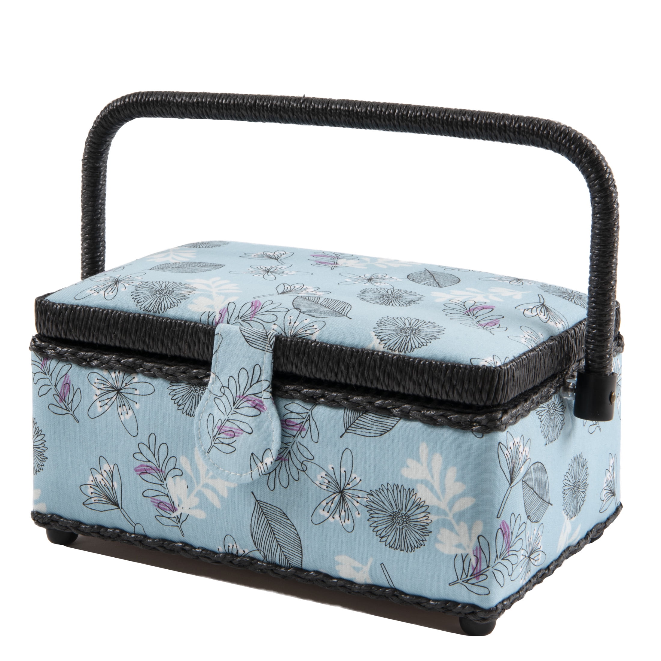 Dritz Small Sewing Basket with Removable Tray, Builtin Pin Cushion and