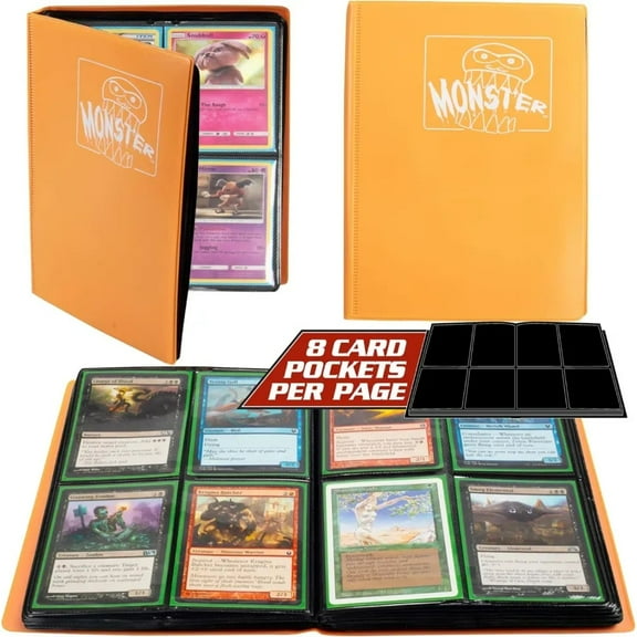 Monster Binder - 4 Pocket Trading Card Album - Matte Orange - Holds 160 Yugioh, Magic, and Pokemon Cards