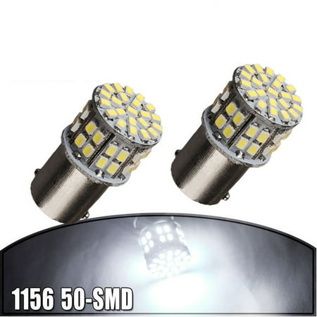 2Pcs 1156 BA15S 50smd 6000K LED Light Bulbs Tail Brake Stop Backup Reverse 1073 1141 (Pure