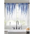 thumbnail image 2 of Navy Blue Sheer Curtains 45 Inch Length 2 Panels Set, Summer Botanical Leaves Watercolor Voile Window Treatment Rod Pocket Small Kitchen Curtains Drapes for Bedroom 52"x45"x2, 2 of 7