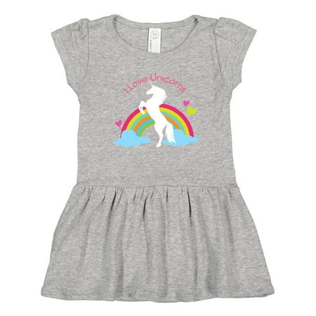 

Inktastic I Love Unicorns Rainbow Gift Toddler Girl Dress