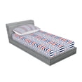 thumbnail image 2 of Ambesonne Nautical Fitted Sheet & Pillow Sham Set, Marine Pattern Stripes, Twin, Night Blue Orange, 2 of 2