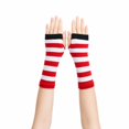 thumbnail image 2 of Unique Bargains 1 Pair Fingerless Gloves Knit Stripes Fashion Gloves Red, Black, White, 2 of 5