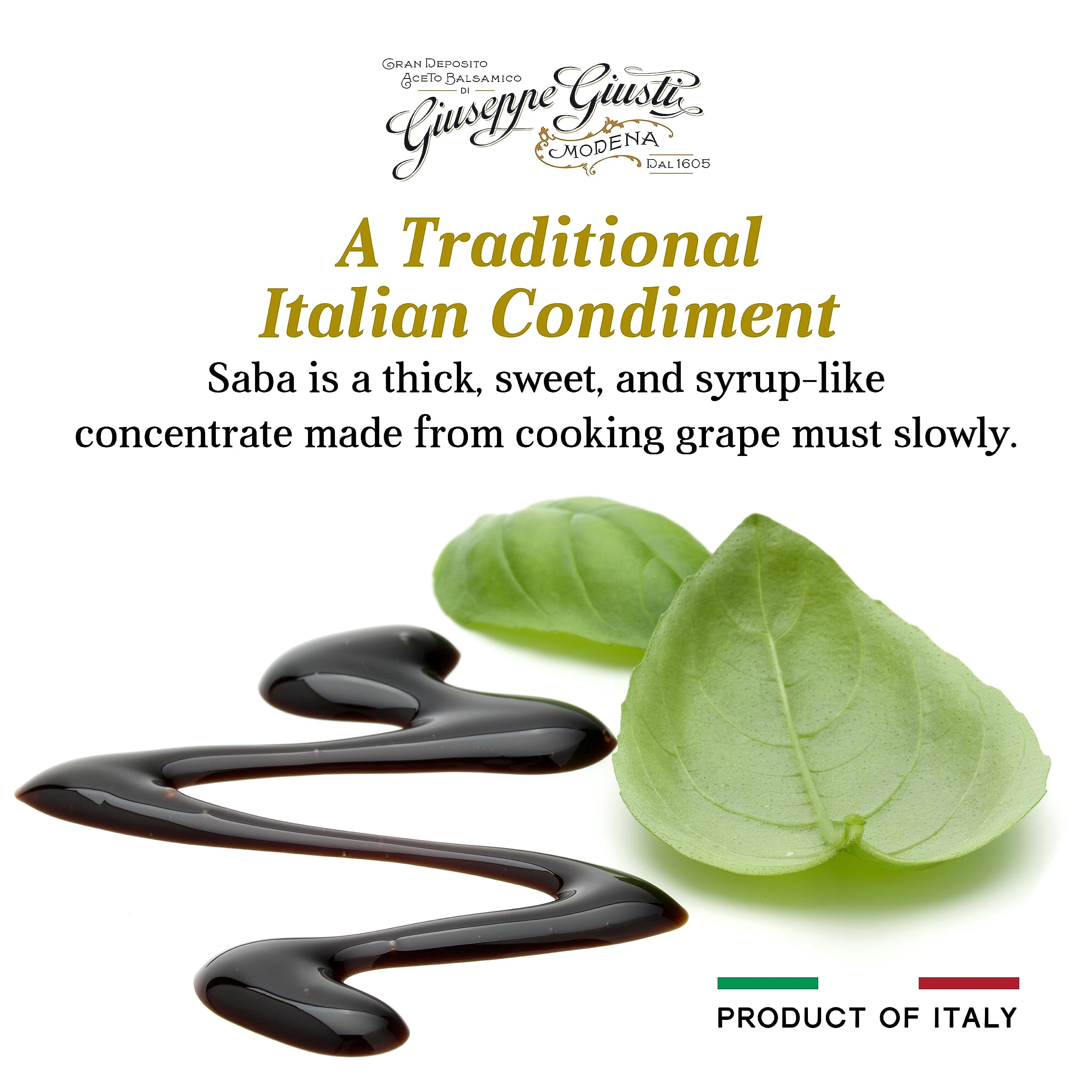 Giusti Mosto Cotto d'Uva, Italian Saba Cooked Grape Must Made in Modena, Italy, Sweet & Fruity Condiment for Cheese, Salads, or Marinades - 8.45 fl oz (250 ml) - Pack of 1