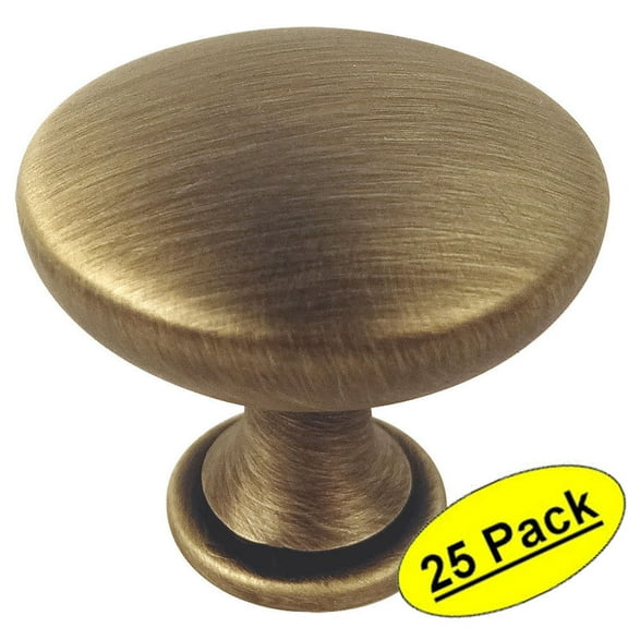 Cosmas 5305BAB Brushed Antique Brass Cabinet Hardware Round Knob - 1-1/4" Diameter - 25 Pack