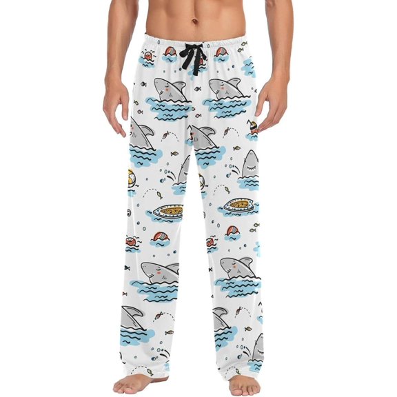 GZHJMY Shark Pajama Pants for Men, Lounge Pants Lightweight Men Pajama Bottoms with Drawstring Pockets, Christmas New Year Birthday Gifts, Small