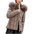 thumbnail image 4 of Sriper Women Winter Coats Thermal Zip up Long Sleeve Padded Jacket Fuzzy Hooded Stand Collar Windproof Quilted Jackets Loose Fit Soild Thicken Warm Outerwear 2025 Fashion Snow Coats with Pockets, 4 of 9