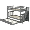 thumbnail image 4 of Stairway Twin-Over-Twin Bunk Bed with Twin size Trundle for Bedroom, Dorm, Adults, Gray, 4 of 9