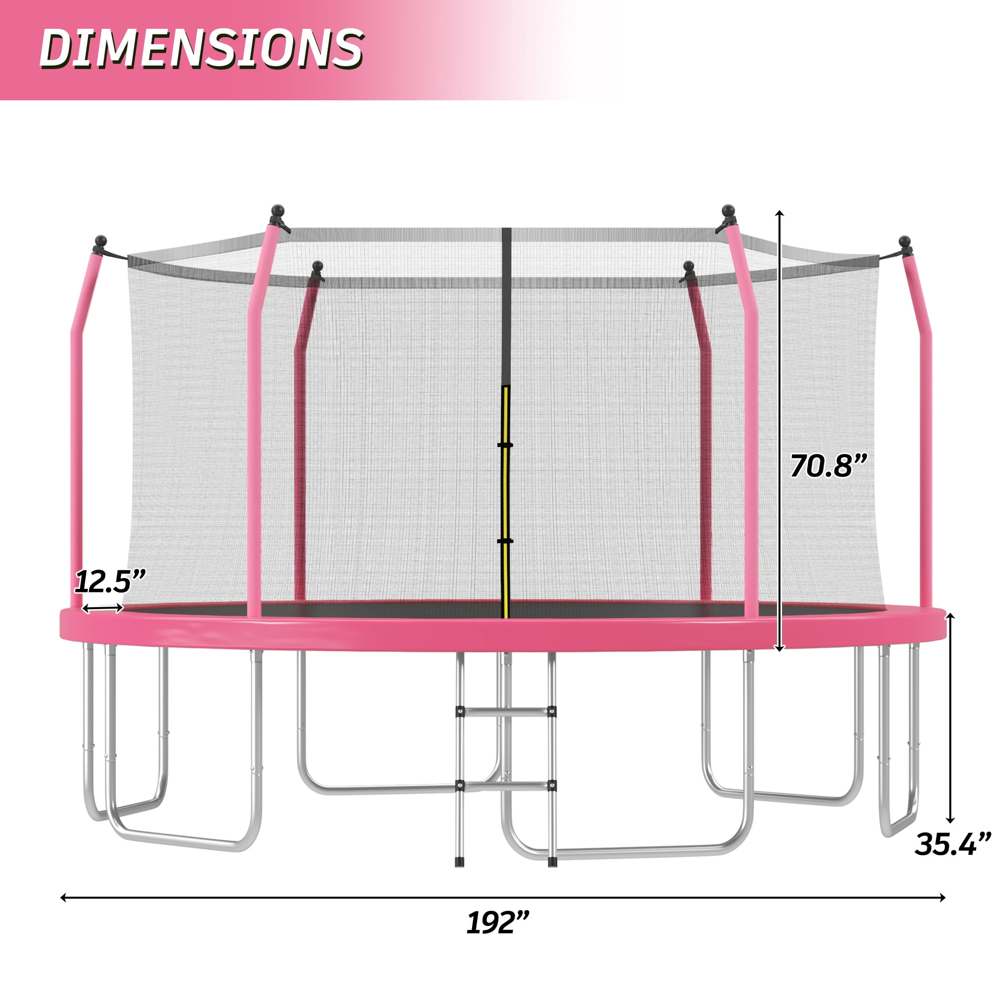 EUROCO 16FT Trampoline with Enclosure Net for Kids and Adults, 1500LBS Backyard Outdoor Large Tranpoline