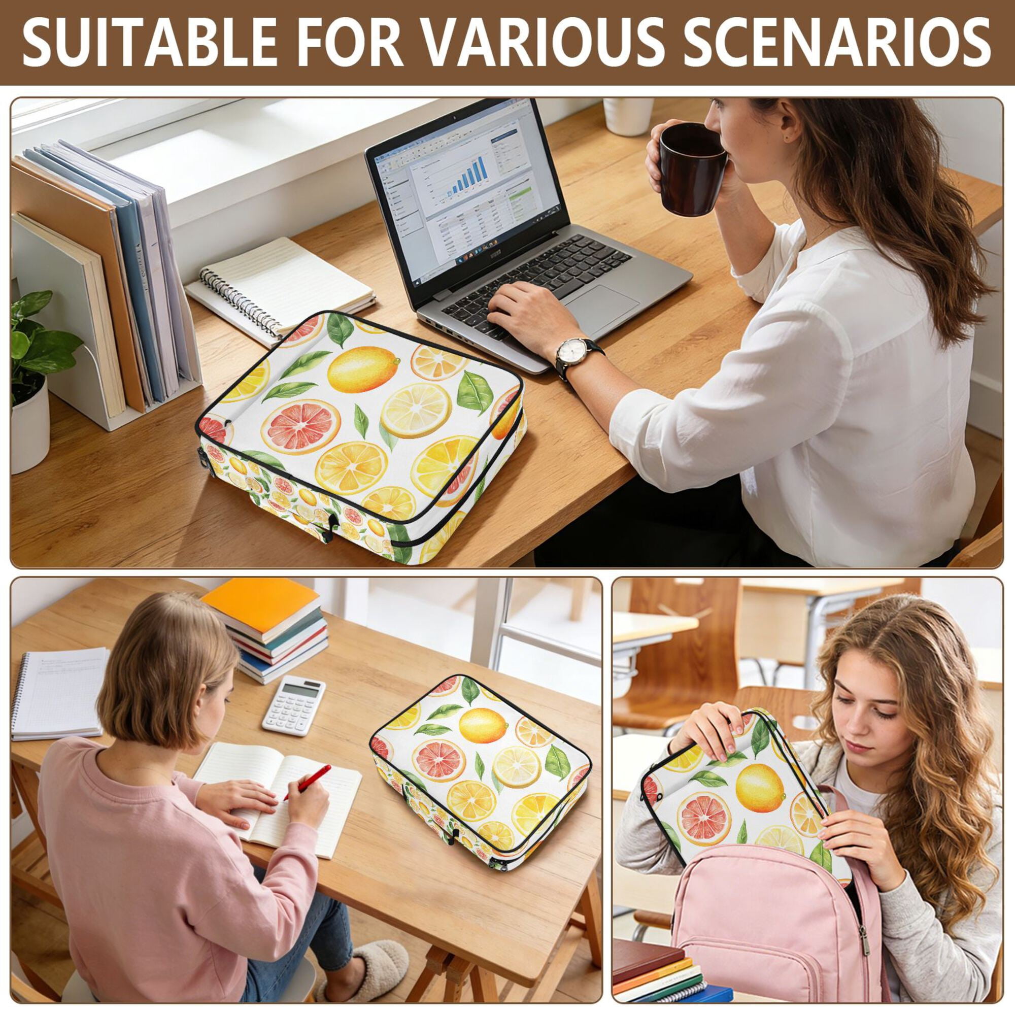 FORMRS Accordion File Folder A4 Size 7-Pocket Expanding Document Organizer Bag with 3 Ring Binder, Candy Lemon