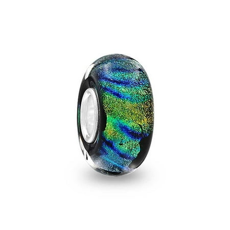 Green Beads Glass Charms - Navy Blue Green Metallic Murano Glass Spacer Bead Charm For Women For Teen Fit European Charm Bracelet Sterling Silver