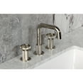 thumbnail image 4 of Kingston Brass KS1416RNK Levante Two-Handle 3-Hole Deck Mount Widespread Bathroom Faucet with Push Pop-Up Drain in Polished Nickel, 4 of 8