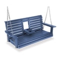 thumbnail image 4 of Innovaze Premium 5 ft Poly Lumber Porch Swing for 3 Person, High Back & Deep Seat Comfort, Foldable Cup Holders, Stainless Steel Hardware, Navy Blue, 4 of 12