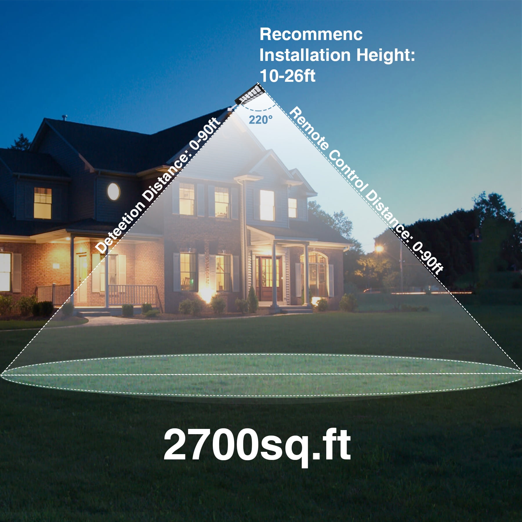 MUCH 10000W Super Bright Solar Street Light with Pole, 960 LED 220° Wide Angel Commercial Parking Lot Lights 35000mAh Outdoor Dusk to Dawn Solar Security Flood Light w/Motion Sensor Remote Control