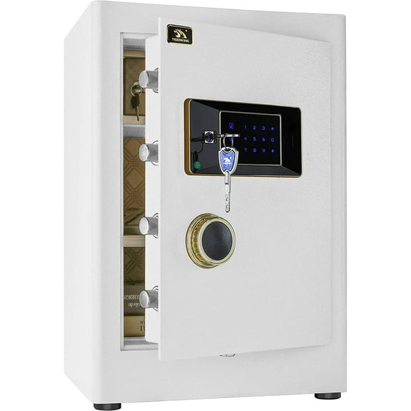 TigerKing Durable Security Home Safe with Electronic Lock, White