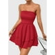 thumbnail image 5 of Vestido PRETTYGARDEN para mujer, verano 2025, sin tirantes, tubo, rojo, 5 of 7