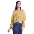 thumbnail image 3 of Moomaya Printed Casual Long Sleeve Tops Women Cold Shoulder Ruffle Sleeves Top, 3 of 4
