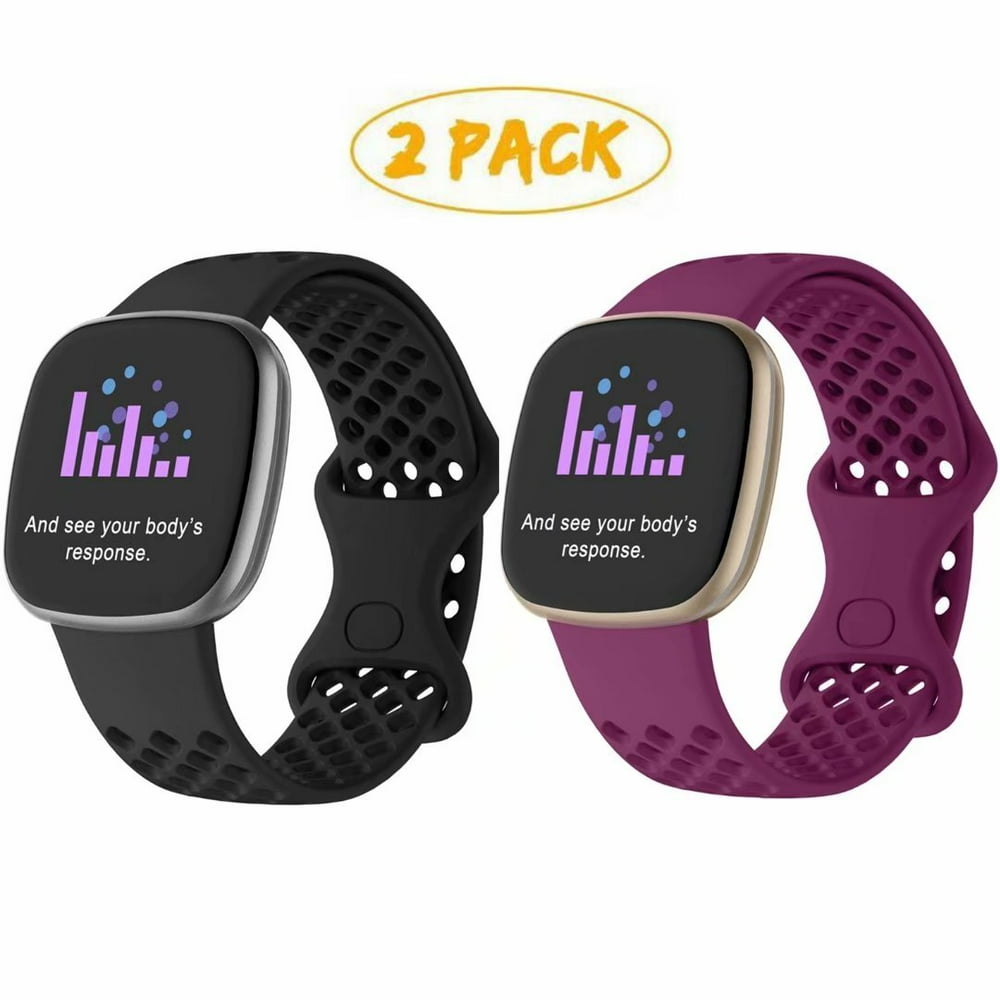WASPO - 2 Packs Replacement Fitbit Versa 3 Band/Fitbit Sense Smartwatch Wristband Breathable Air