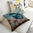 thumbnail image 5 of Blue butterfly flowers Linen toss pillowcase Decoration pillowcase Gift preferred 20x20" Cushion cover 2 set Sofa pillowcase Sofa bedroom living room car, 5 of 8