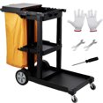 thumbnail image 3 of KFFKFF Maintenance Trolley, Triple-Tier Industrial Cleaning Trolley, Supports up to 200 lbs, Polyethylene Utility Cart, Accompanied by 25 Gallon PVC Sack and Lid, Dimensions 47 x 20 x 38.6in, Yellow, 3 of 9