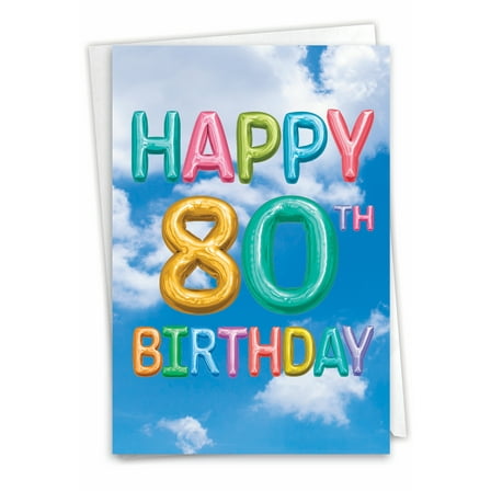 NobleWorks 80th Birthday Card with Envelope Milestone C5651FMBG
