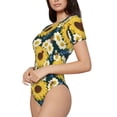 thumbnail image 2 of Naloa Sunflowers Women's Short-Sleeved Onesie, One-Piece Swimsuit for Parties, dates, clubs - X-Large, 2 of 9