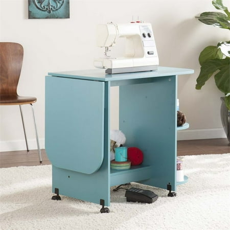 Bowery Hill Mobile Sewing And Craft Table In Turquoise Walmart