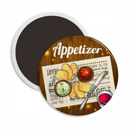 

Appetizer Slice of Bread Wine Round Ceracs Fridge Magnet Keepsake Decoration